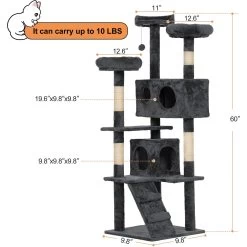 Coziwow 60-in Scratching Posts & Toys Cat Tree & Condo, Grey 16 Coziwow 60-in Scratching Posts & Toys Cat Tree & Condo, Grey -Cat Products Store 666062 PT5. AC SS1800 V1674162085