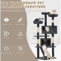 Coziwow 60-in Scratching Posts & Toys Cat Tree & Condo, Grey 19 Coziwow 60-in Scratching Posts & Toys Cat Tree & Condo, Grey -Cat Products Store 666062 PT8. AC SS1800 V1668457949