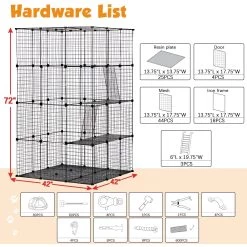 Coziwow DIY 4-Door Large Cat Cage Playpen, Black, 72-in -Cat Products Store 677126 PT2. AC SS1800 V1680115293
