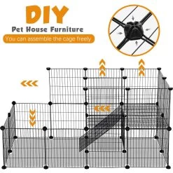 Coziwow DIY 4-Door Large Cat Cage Playpen, Black, 72-in -Cat Products Store 677126 PT3. AC SS1800 V1680115346