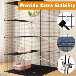 Coziwow DIY 4-Door Large Cat Cage Playpen, Black, 72-in -Cat Products Store 677126 PT4. AC SS1800 V1680111421