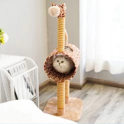 ZEZE Giraffe Tree With Tunnel & Scratcher Cat Furniture, Large -Cat Products Store 700534 PT4. AC SS1800 V1668023595