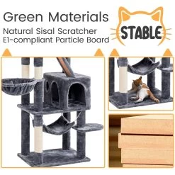 Yaheetech 71.5-in Tree With 2 Cozy Perches Cat Tree, Dark Grey, Large -Cat Products Store 705158 PT5. AC SS1800 V1668546018