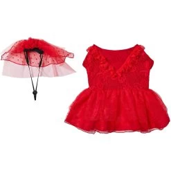 Frisco Red Ruffle Dog & Cat Dress + Headpiece -Cat Products Store 707286 PT4. AC SS1800 V1689278820