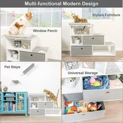 PetFusion Hybrid Cat Bookshelf & 3 Perches, White -Cat Products Store 710246 PT1. AC SS1800 V1671726601