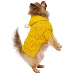 Frisco Sherpa Lined Chunky Cable Knit Dog & Cat Hooded Sweater -Cat Products Store 718374 PT2. AC SS1800 V1703184631