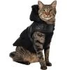 Frisco Medium Weight Faux Leather Dog & Cat Parka With Faux Fur Trimmed Hood, Black