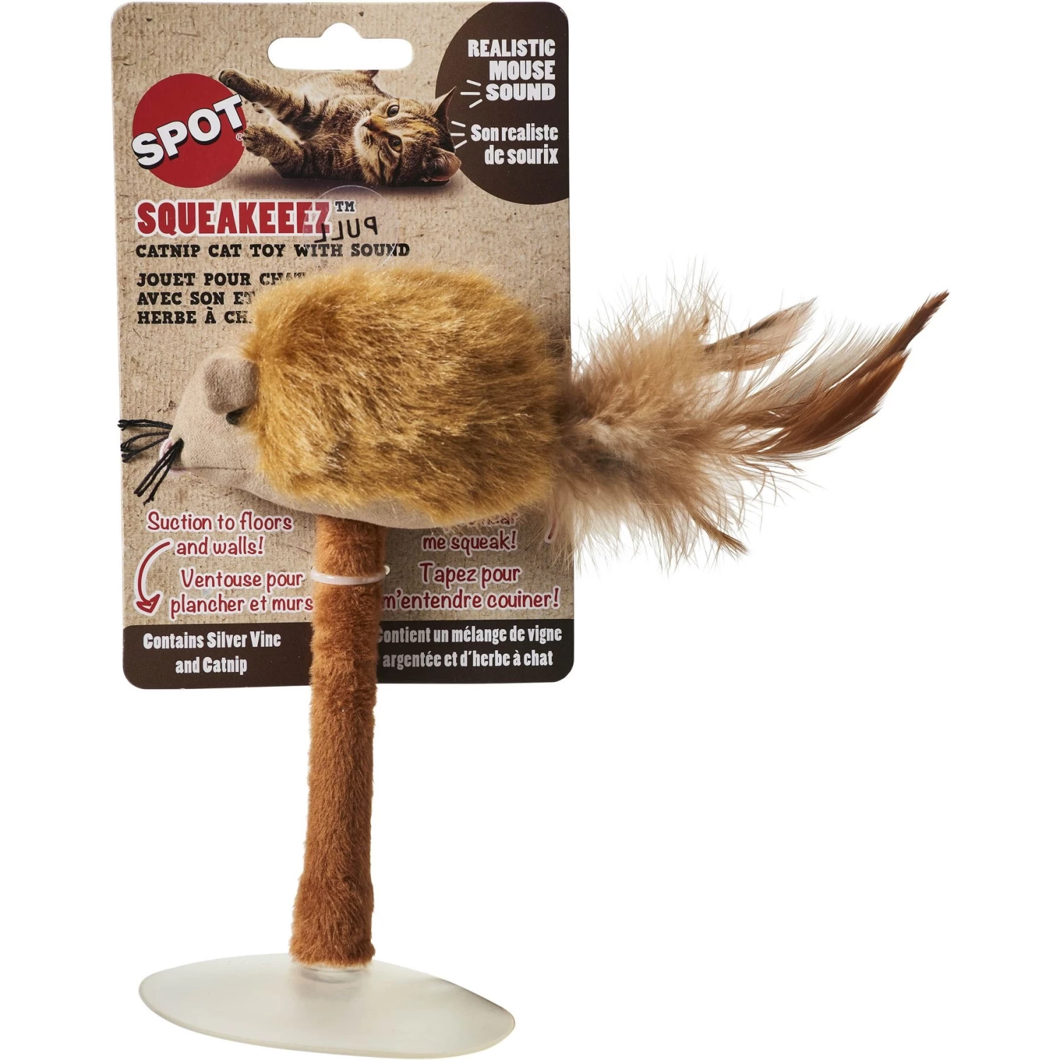 Ethical Pet Squeakeeez Mouse On Suction Cup Plush Cat Toy With Catnip, Assorted 3 Ethical Pet Squeakeeez Mouse On Suction Cup Plush Cat Toy With Catnip, Assorted