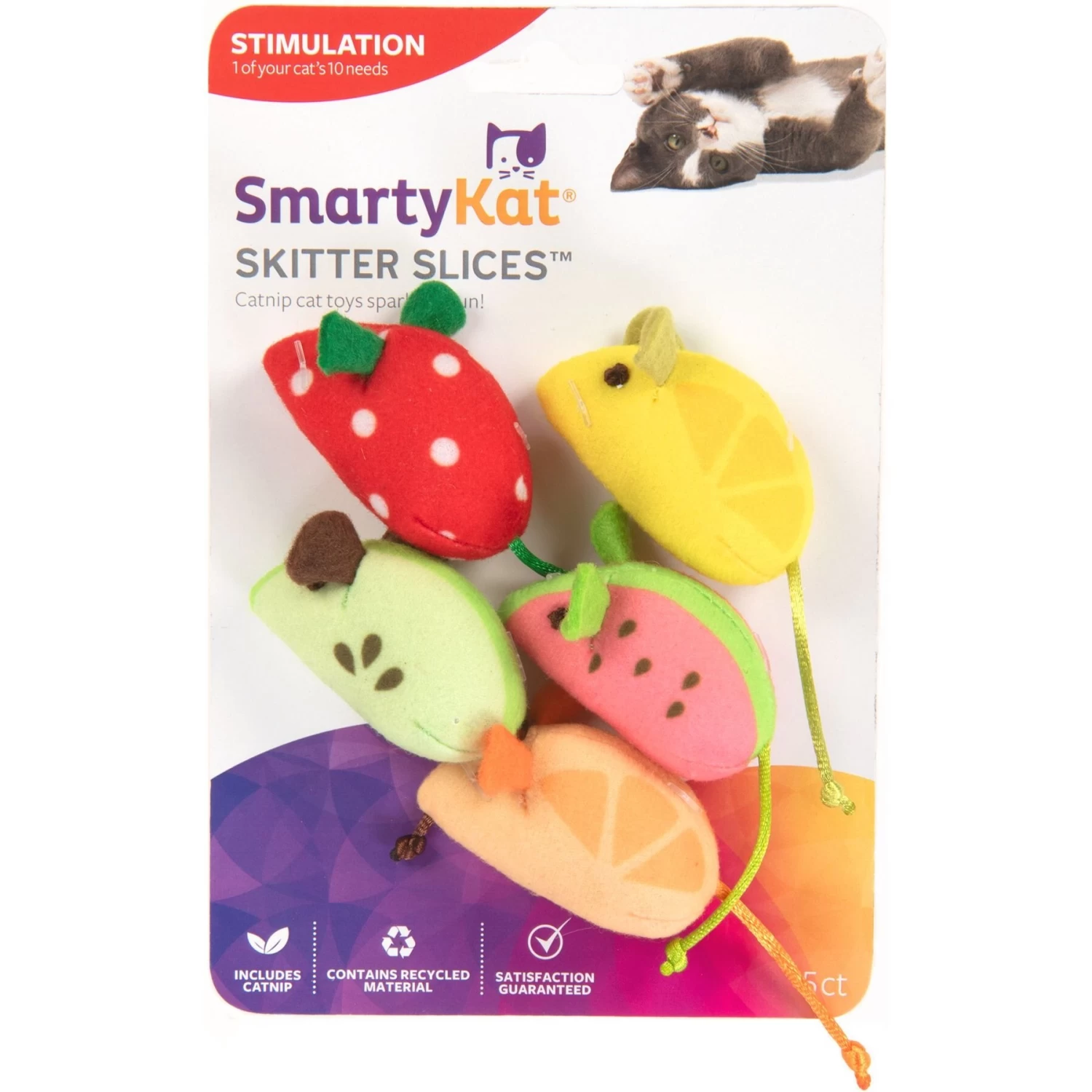 SmartyKat Skitter Slices Plush Cat Toy With Catnip, 5 Count 4 SmartyKat Skitter Slices Plush Cat Toy With Catnip, 5 Count - Image 2