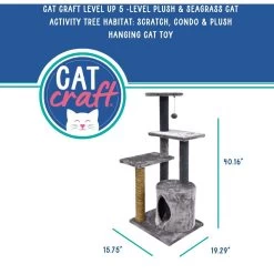 Cat Craft Level Up 5 Tier Plush & Seagrass Activity Cat Tree Habitat, Gray, Large 11 Cat Craft Level Up 5 Tier Plush & Seagrass Activity Cat Tree Habitat, Gray, Large -Cat Products Store 744718 PT2. AC SS1800 V1689974480
