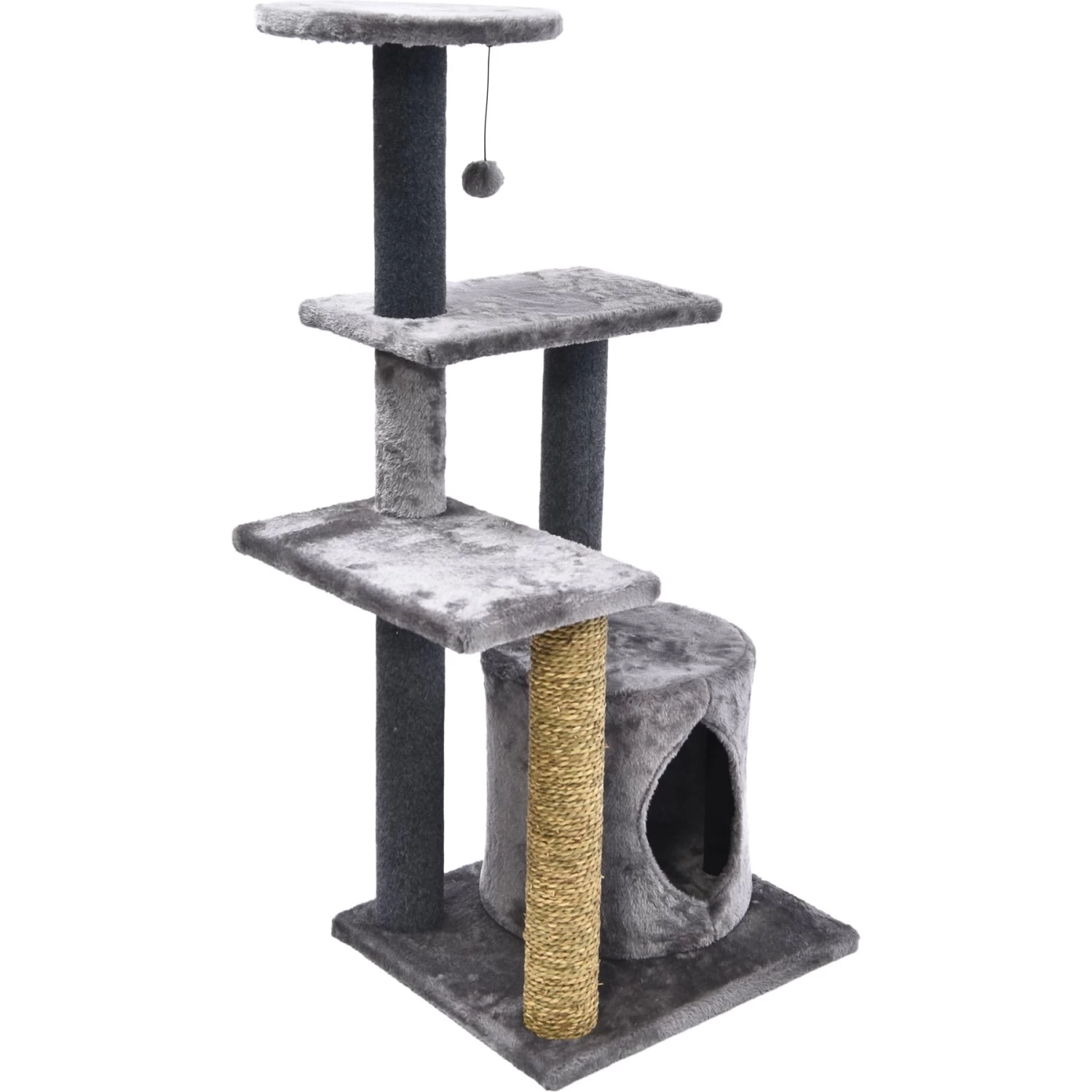 Cat Craft Level Up 5 Tier Plush & Seagrass Activity Cat Tree Habitat, Gray, Large 9 Cat Craft Level Up 5 Tier Plush & Seagrass Activity Cat Tree Habitat, Gray, Large - Image 7