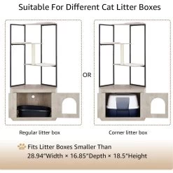 Unipaws Corner Box Enclosure With Cat Tree Tower Cat Litter, Weathered Grey, Medium -Cat Products Store 757526 PT5. AC SS1800 V1693319935