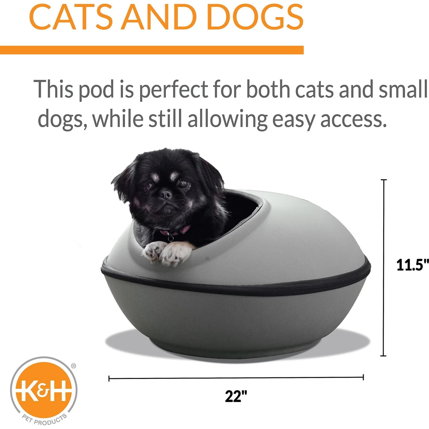 K&H Pet Products Mod Dream Pod Covered Cat Bed For Large Cats, Gray 4 K&H Pet Products Mod Dream Pod Covered Cat Bed For Large Cats, Gray - Image 2