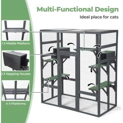 Coziwow Patio Outdoor Cat Playpen, Grey, Large -Cat Products Store 804398 PT3. AC SS1800 V1687294320