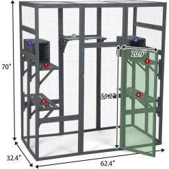 Coziwow Patio Outdoor Cat Playpen, Grey, Large -Cat Products Store 804398 PT6. AC SS1800 V1687293712
