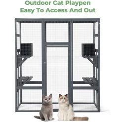 Coziwow Patio Outdoor Cat Playpen, Grey, Large -Cat Products Store 804398 PT7. AC SS1800 V1687294701