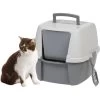 IRIS USA Enclosed Cat Litter Box With Front Door Flap & Scoop, Gray, Jumbo -Cat Products Store 846614 MAIN. AC SS1800 V1683835833