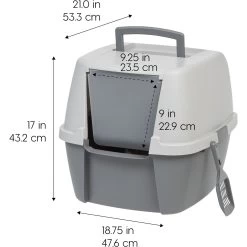 IRIS USA Enclosed Cat Litter Box With Front Door Flap & Scoop, Gray, Jumbo 12 IRIS USA Enclosed Cat Litter Box With Front Door Flap & Scoop, Gray, Jumbo -Cat Products Store 846614 PT1. AC SS1800 V1683835872