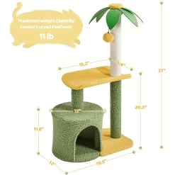 Yaheetech 37-in Coconut Palm Cat Tree, Small, Green & Yellow -Cat Products Store 871710 PT3. AC SS1800 V1686244438