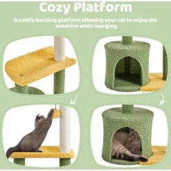 Yaheetech 37-in Coconut Palm Cat Tree, Small, Green & Yellow -Cat Products Store 871710 PT5. AC SS1800 V1686249557