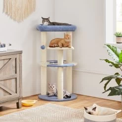 Yaheetech 35.5-in Cat Tree With Space Capsule, Small, Blue & Beige