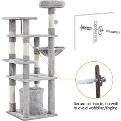 Yaheetech 4-Level Cat Tree, 56.5-in, Medium, Light Gray -Cat Products Store 871774 PT6. AC SS1800 V1686250418