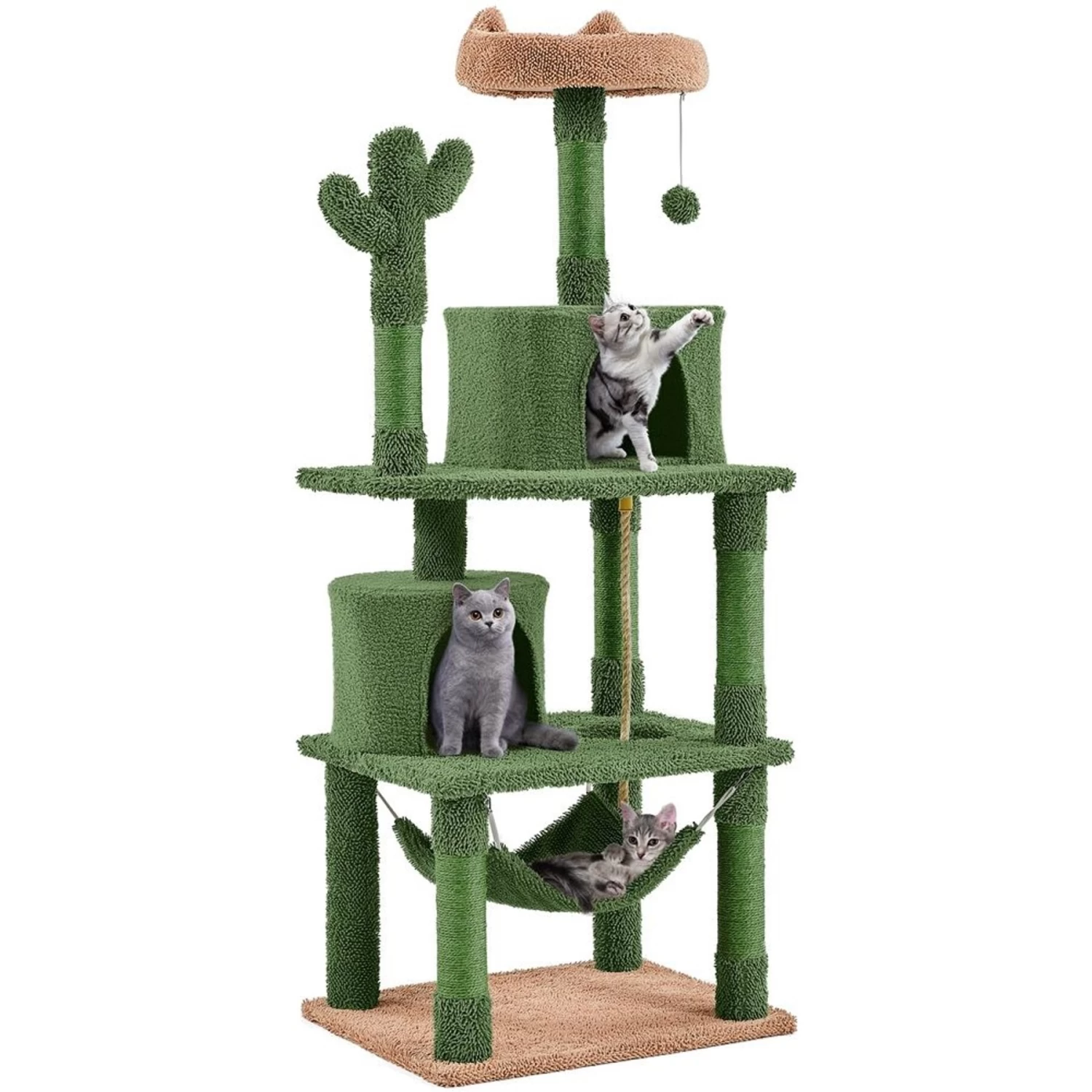 Yaheetech 62.5-in Cactus Cat Tree, Medium, Green & Brown 4 Yaheetech 62.5-in Cactus Cat Tree, Medium, Green & Brown - Image 2