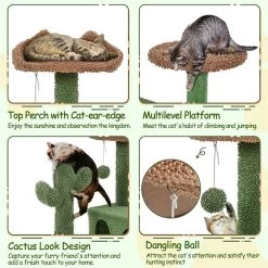 Yaheetech 54.5-in Cactus Cat Tree, Medium, Green & Brown -Cat Products Store 871870 PT3. AC SS1800 V1688738705