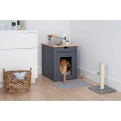 TRINITY 20-in Enclosure End Table With Drawer Cat Litter Box, Dark Grey, Small -Cat Products Store 943606 PT1. AC SS1800 V1692301822
