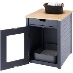 TRINITY 20-in Enclosure End Table With Drawer Cat Litter Box, Dark Grey, Small -Cat Products Store 943606 PT3. AC SS1800 V1692301056