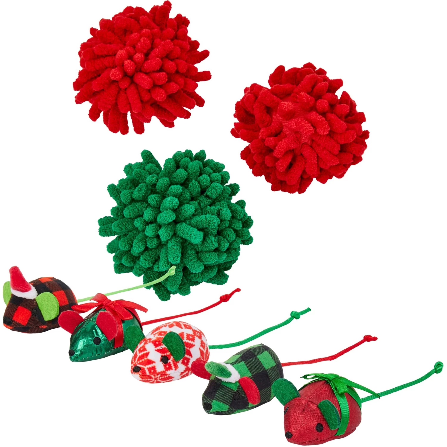 Frisco Holiday Moppy Ball Cat Toy With Catnip, 3 Count & Frisco Holiday Mice Cat Toy With Catnip, 5 Count 3 Frisco Holiday Moppy Ball Cat Toy With Catnip, 3 Count & Frisco Holiday Mice Cat Toy With Catnip, 5 Count