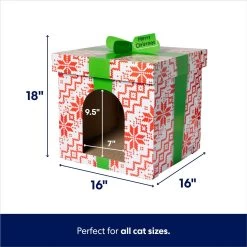 Frisco Holiday Gift Box Cardboard Cat House & Frisco Holiday Santa's Workshop Cardboard Cat House -Cat Products Store 986158 PT2. AC SS1800 V1698258056